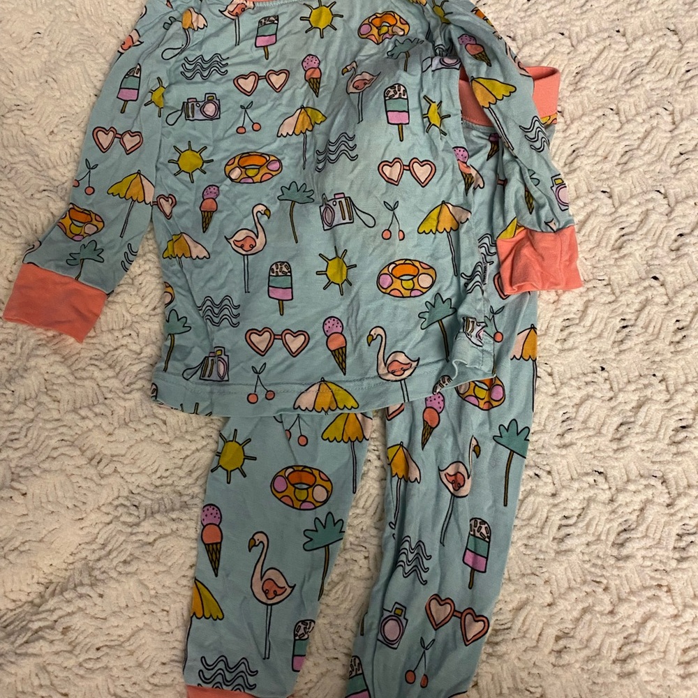 Little Sleepies Blue and Pink Pajama Sets with Summer design